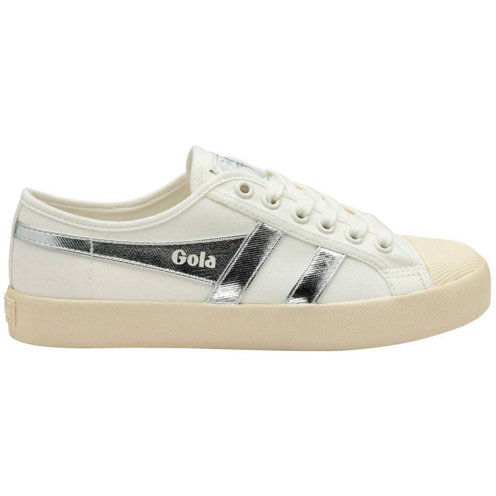 NEW GOLA women's coaster trainer shoes in off white/silver